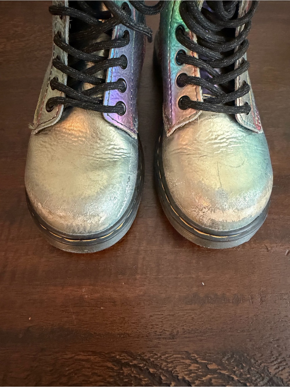 Dr. Martens Junior 1460 Rainbow Leather Lace Up Boots - Picture 8 of 12